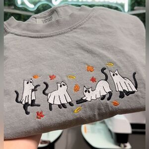 Cat Ghost Embroidered Tee
